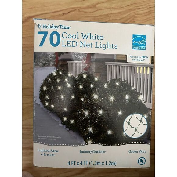 Holiday Time Other - Christmas lights over the bush indoor outdoor net